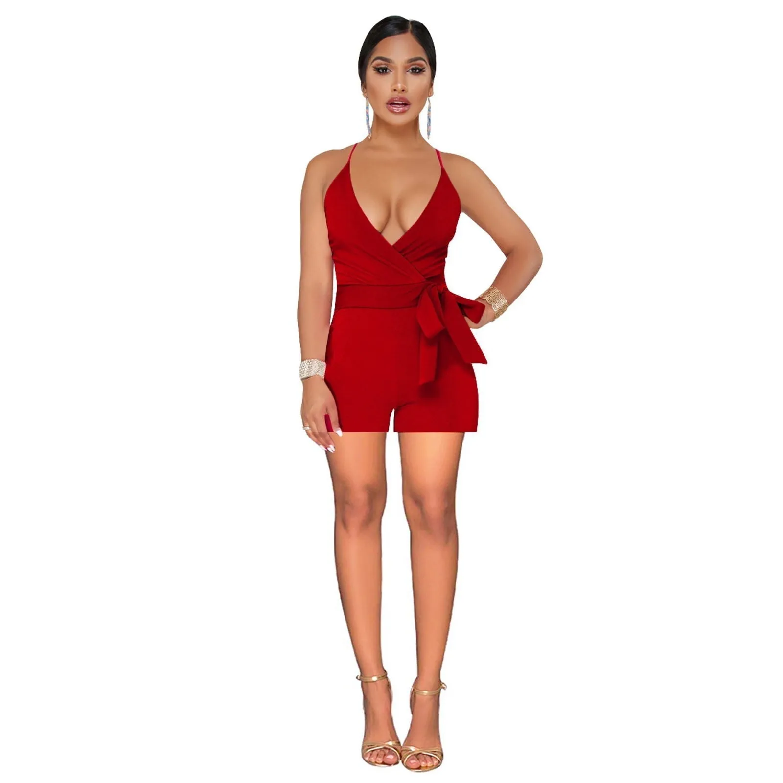 Sleeveless Deep Chesty V-neck Rompers