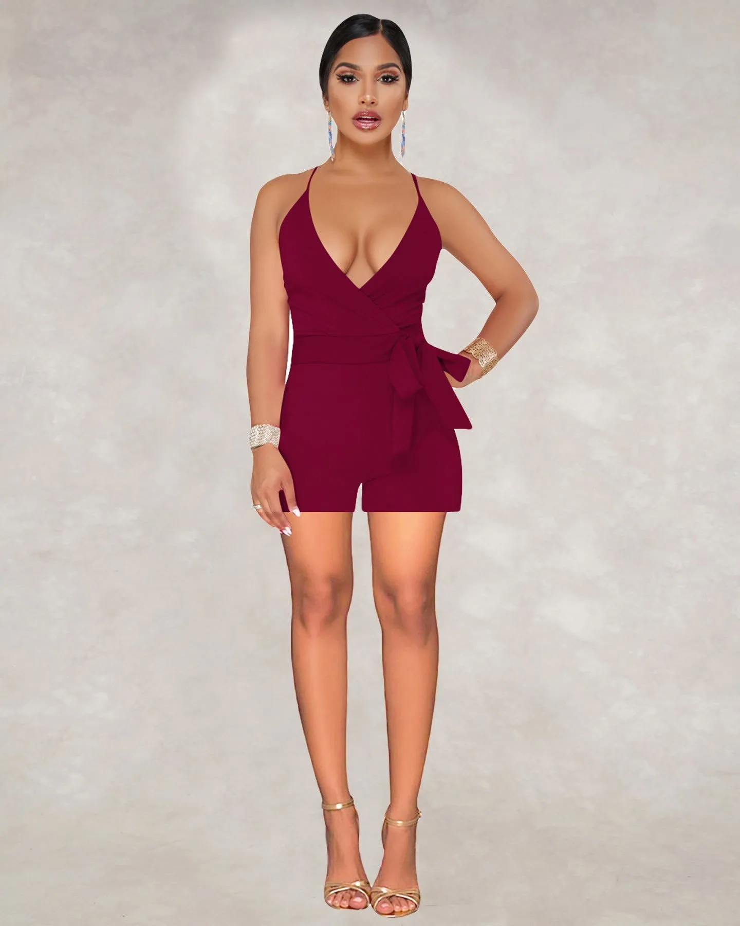 Sleeveless Deep Chesty V-neck Rompers