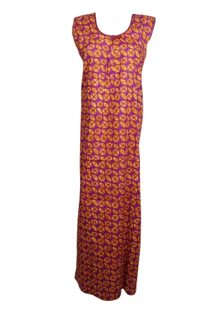 Sleeveless Kaftan Boho Dress, Maxi Caftan Dress, Cotton Nightgown L