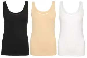 Slenderella 'Gaspe' Ladies Microfibre Tank Vest Top UK 10 - 20 (3 Colours)