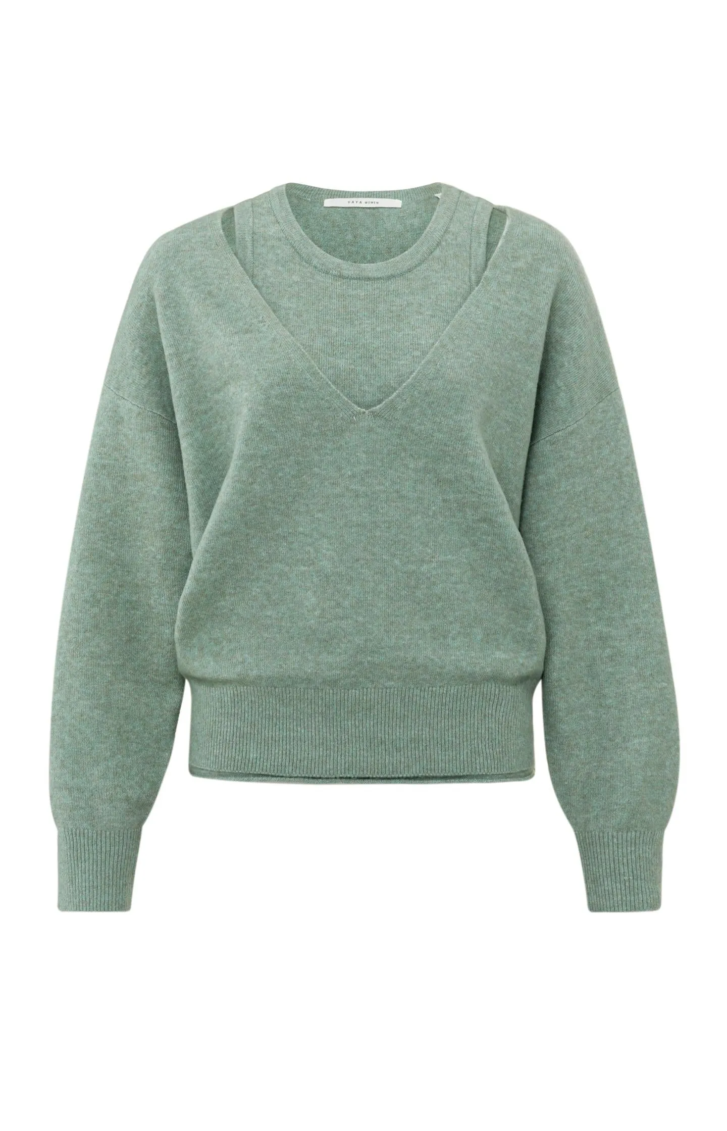 Soft V-neck sweater with matching top in loose fit