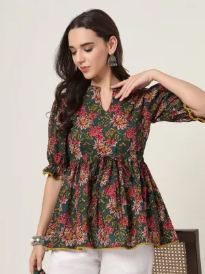 Style Quotient Women Green Printed Tunic