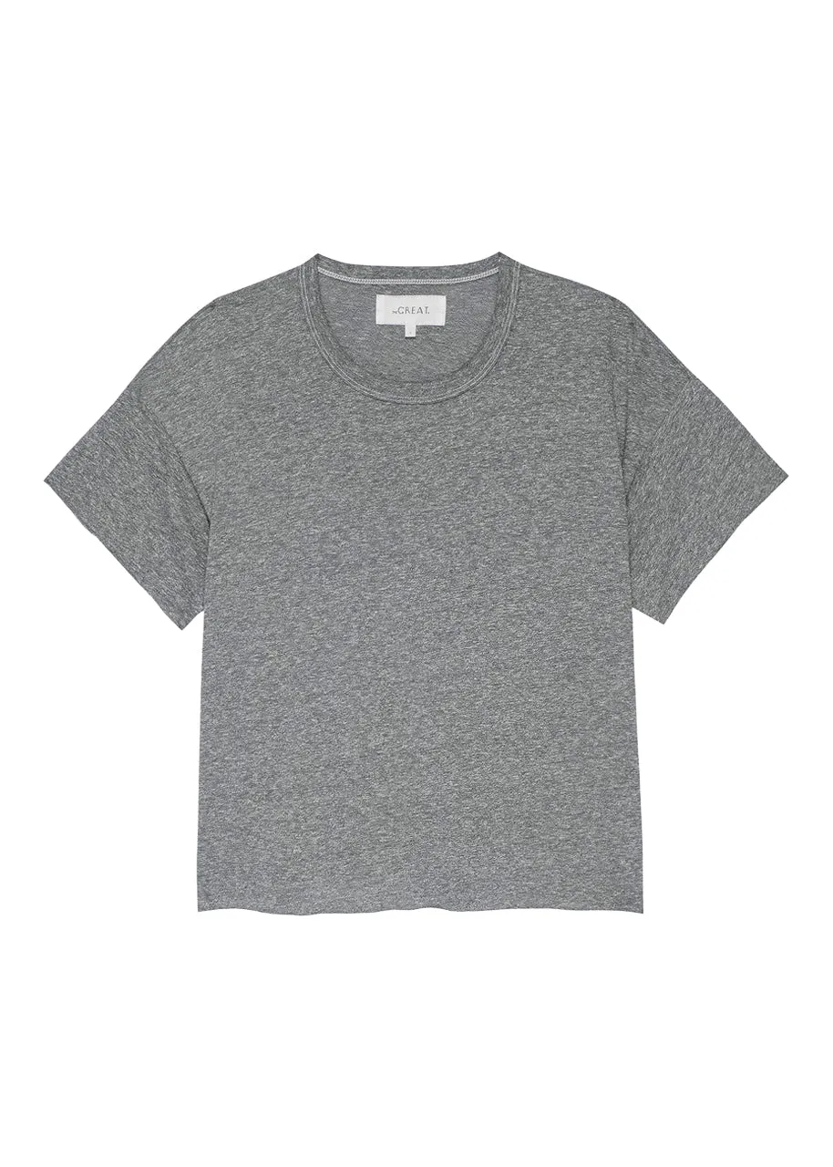 The crop tee in heather grey