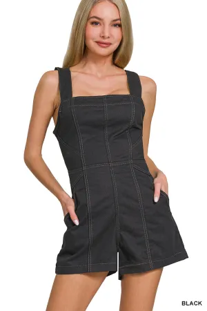 Tie Back Romper in Black