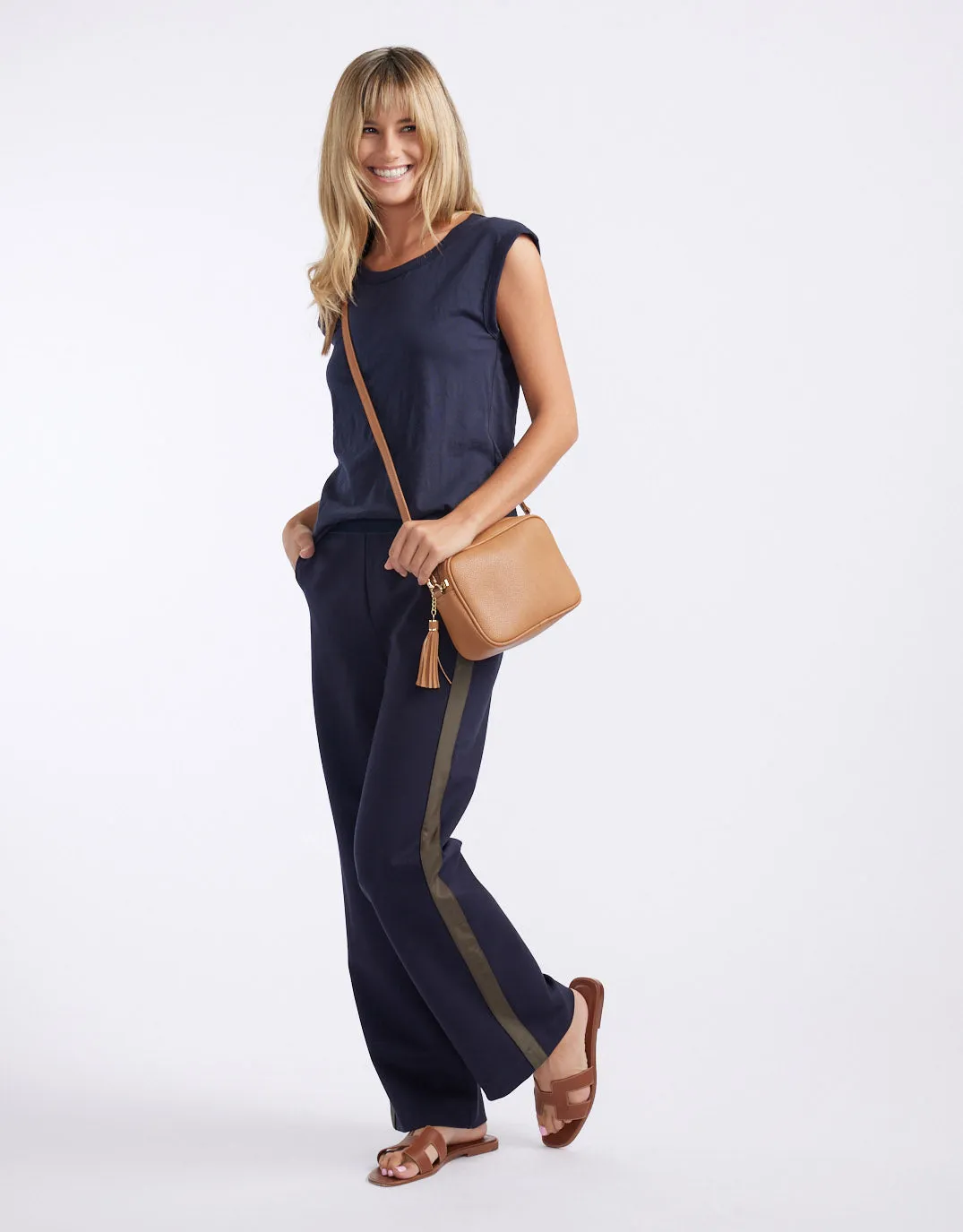 Timeless Straight Leg Ponte Pant  - Navy/Khaki