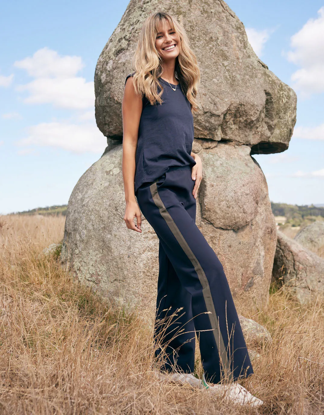 Timeless Straight Leg Ponte Pant  - Navy/Khaki