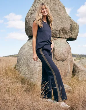 Timeless Straight Leg Ponte Pant  - Navy/Khaki
