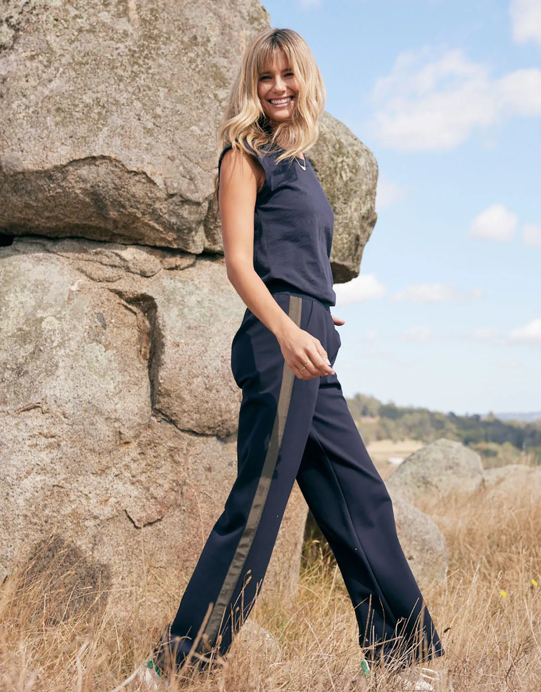 Timeless Straight Leg Ponte Pant  - Navy/Khaki