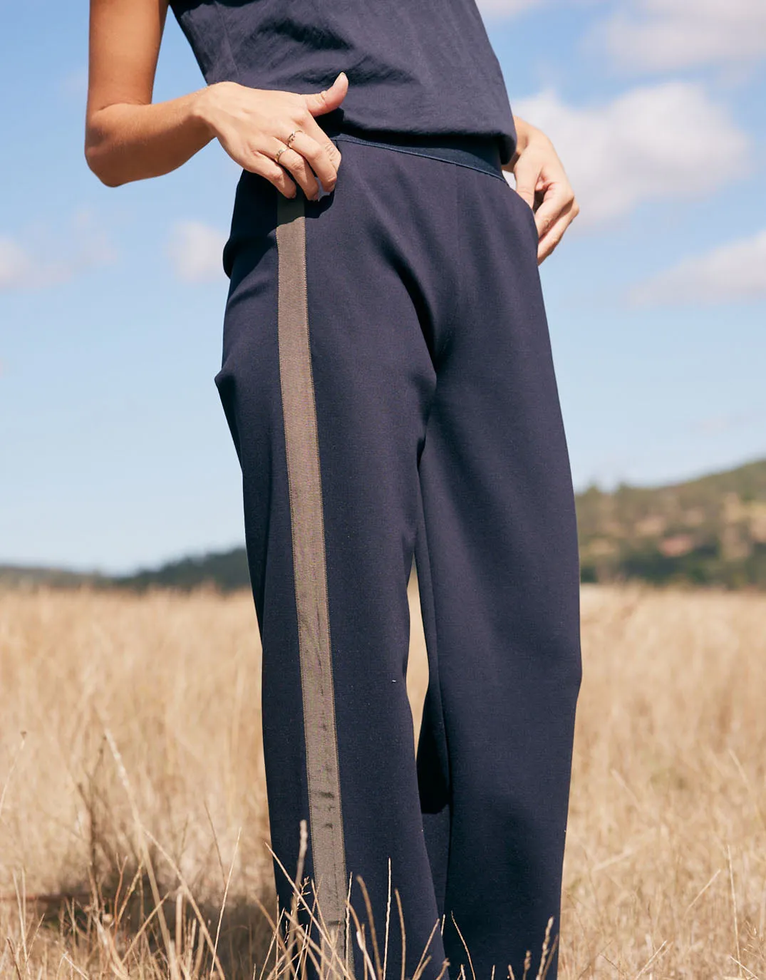 Timeless Straight Leg Ponte Pant  - Navy/Khaki