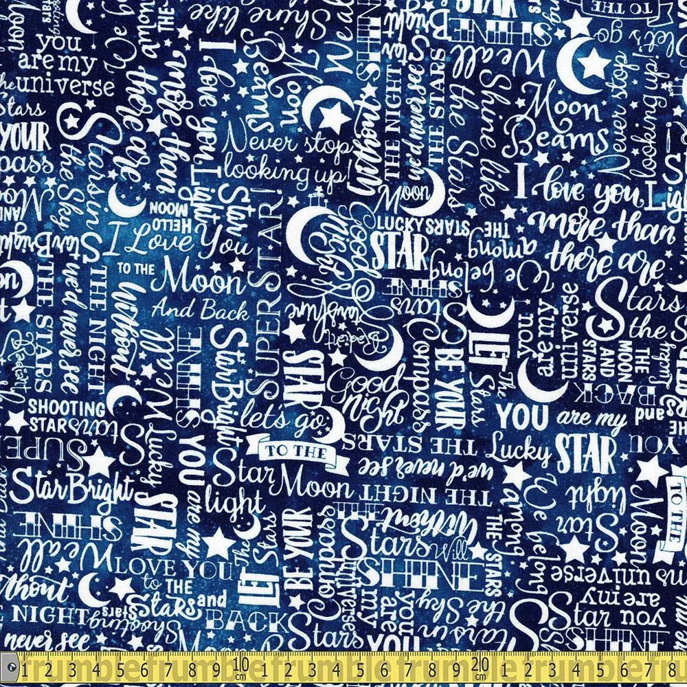 Timeless Treasures - Stars Text - White