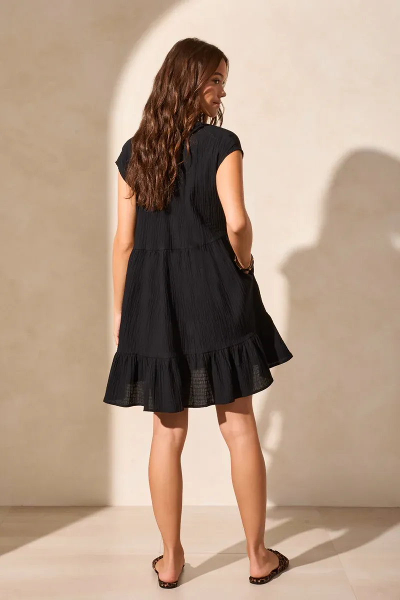 Tribal Abby Short Sleeve Dress - Black