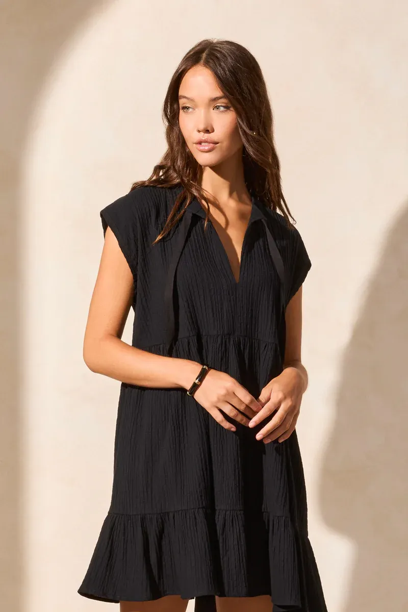 Tribal Abby Short Sleeve Dress - Black