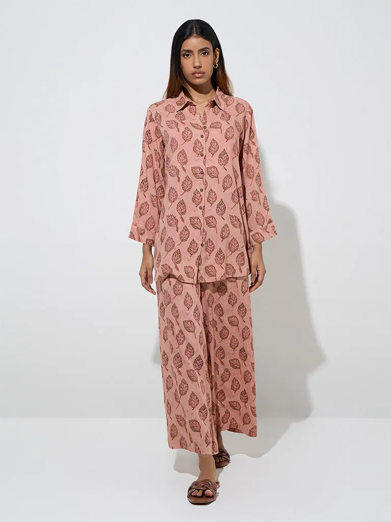 Utsa Peach Leaf Design Ethnic Tunic
