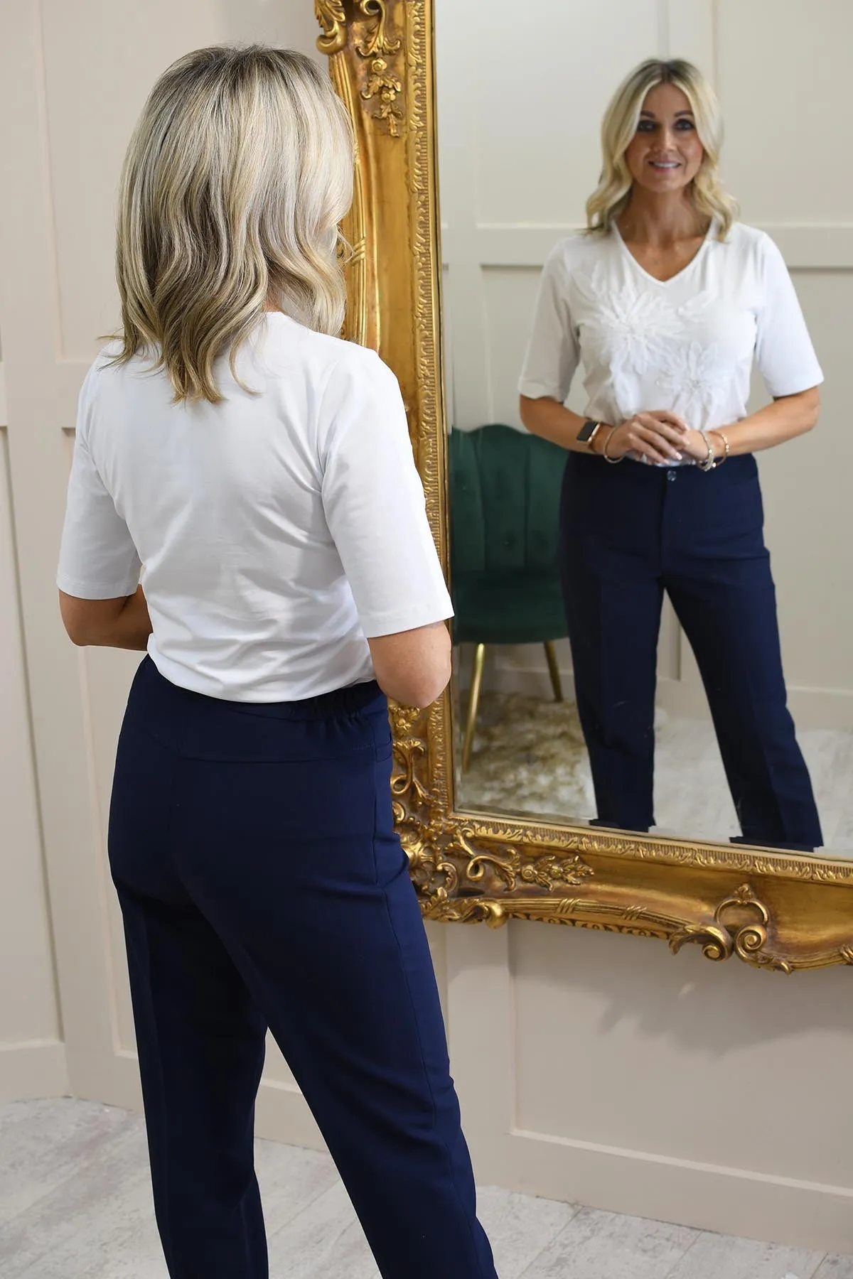 Via Veneto Navy Sarah Trousers- V315 SarahB