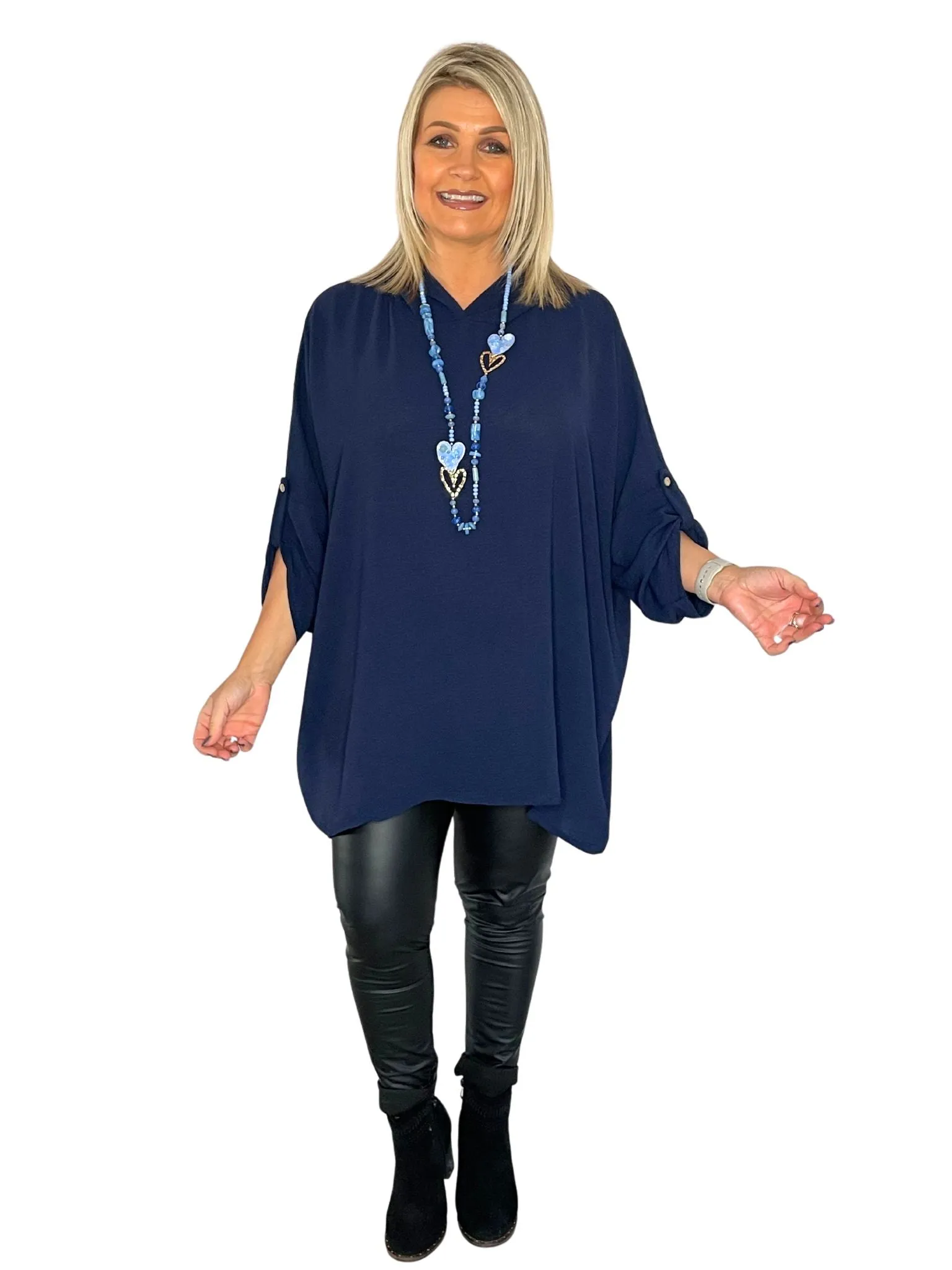 Warda Oversized Hooded Floaty Tunic Top