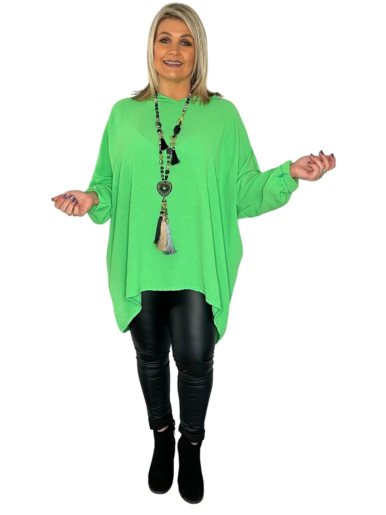 Warda Oversized Hooded Floaty Tunic Top
