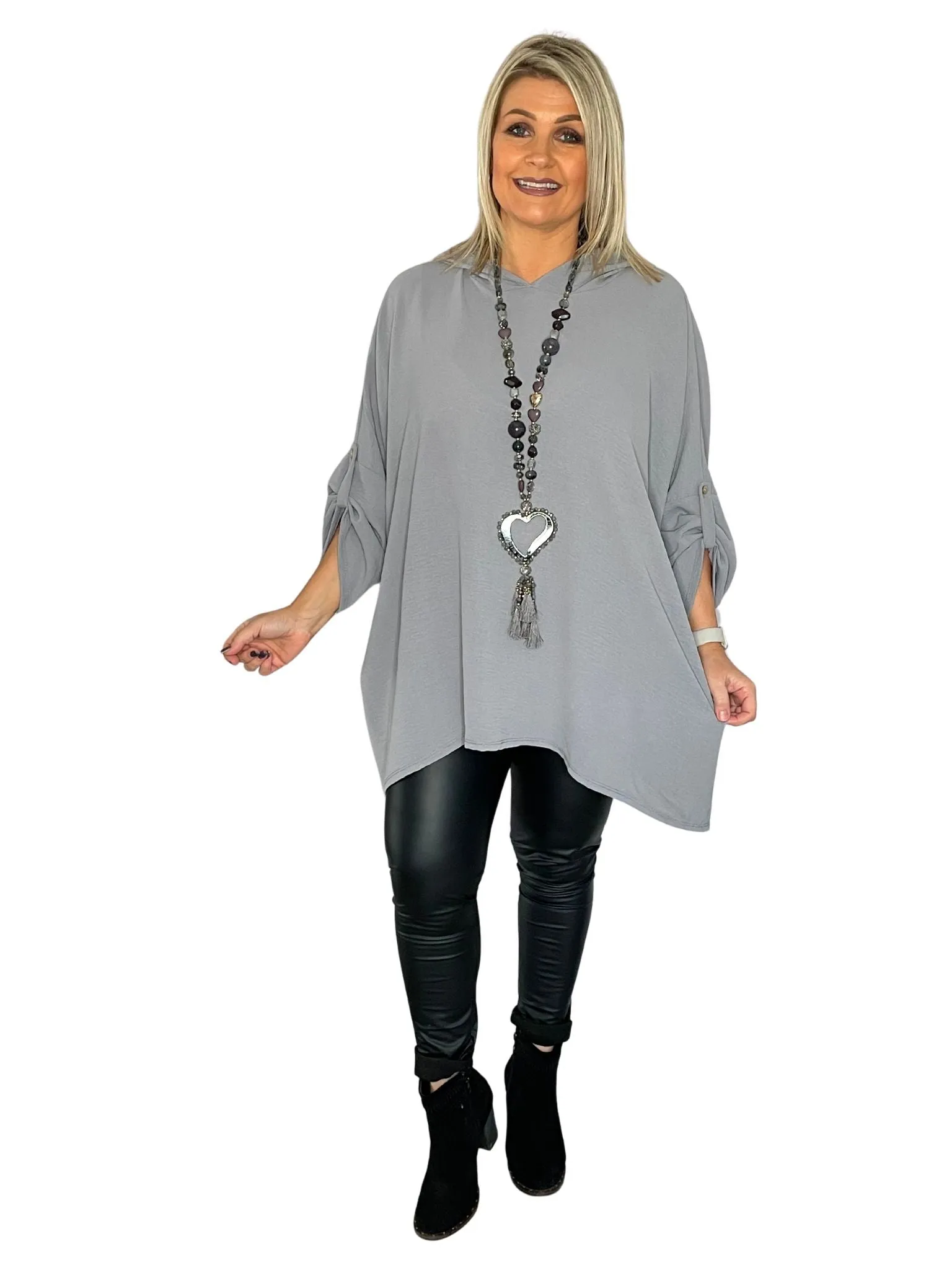 Warda Oversized Hooded Floaty Tunic Top