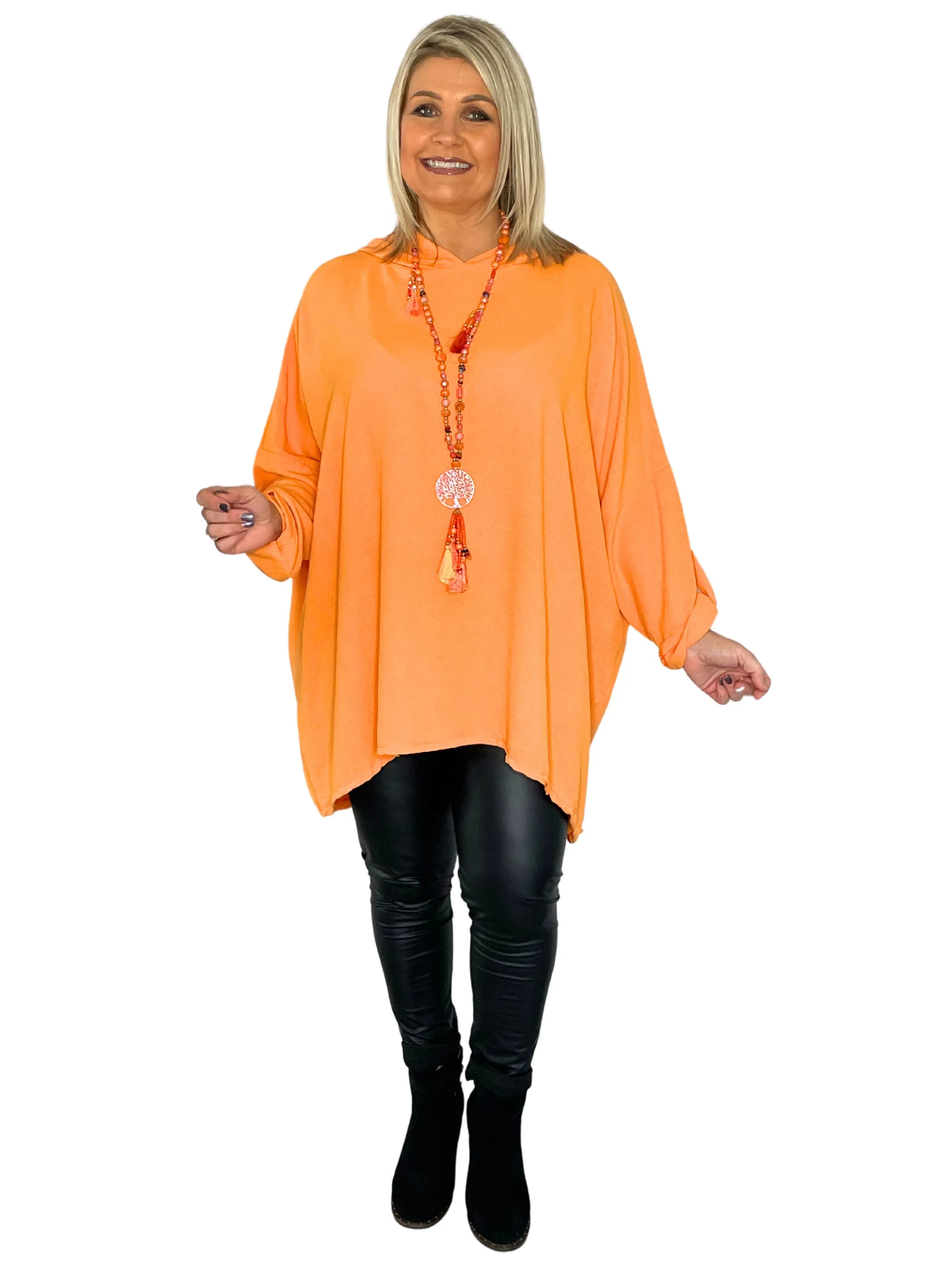 Warda Oversized Hooded Floaty Tunic Top